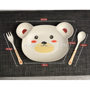 3-Pieces Natural Bamboo Fiber Child Tableware